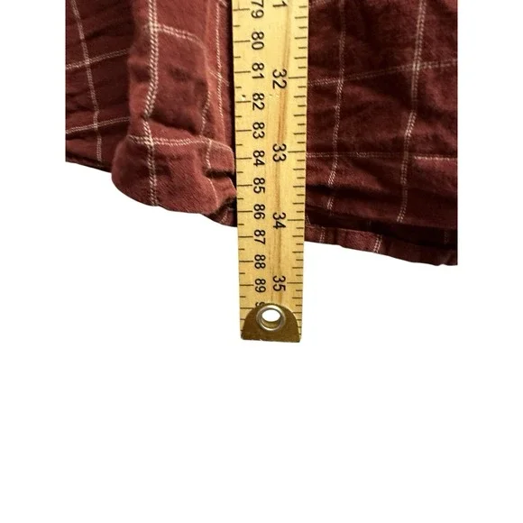 Columbia Maroon Plaid Long Sleeve Button Shirt, 2XT - Picture 6 of 9